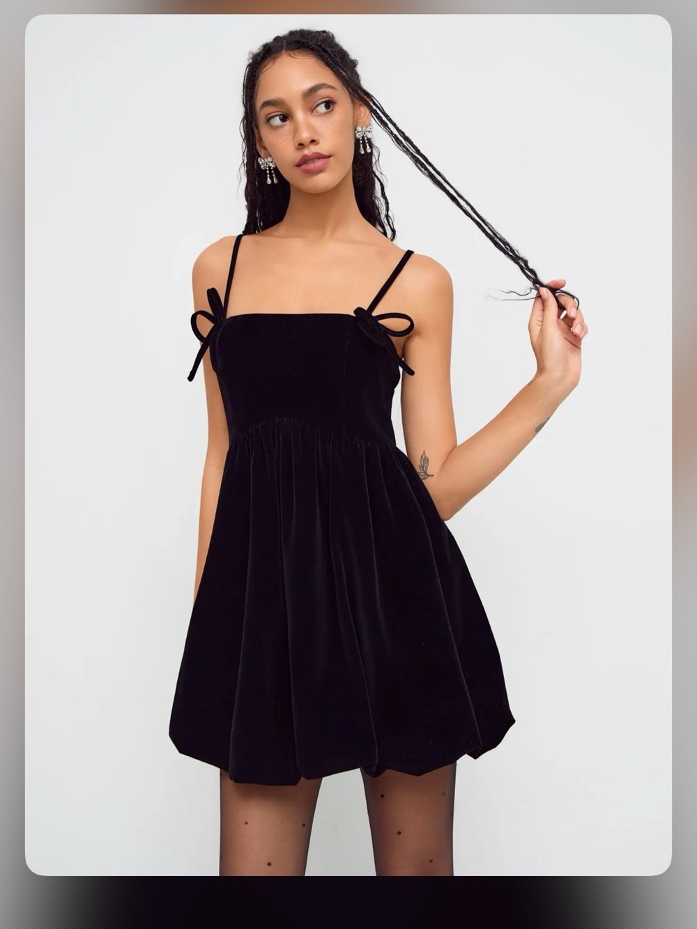 Cider VELVET BOWKNOT BUBBLE HEM MINI DRESS XL WC19-13